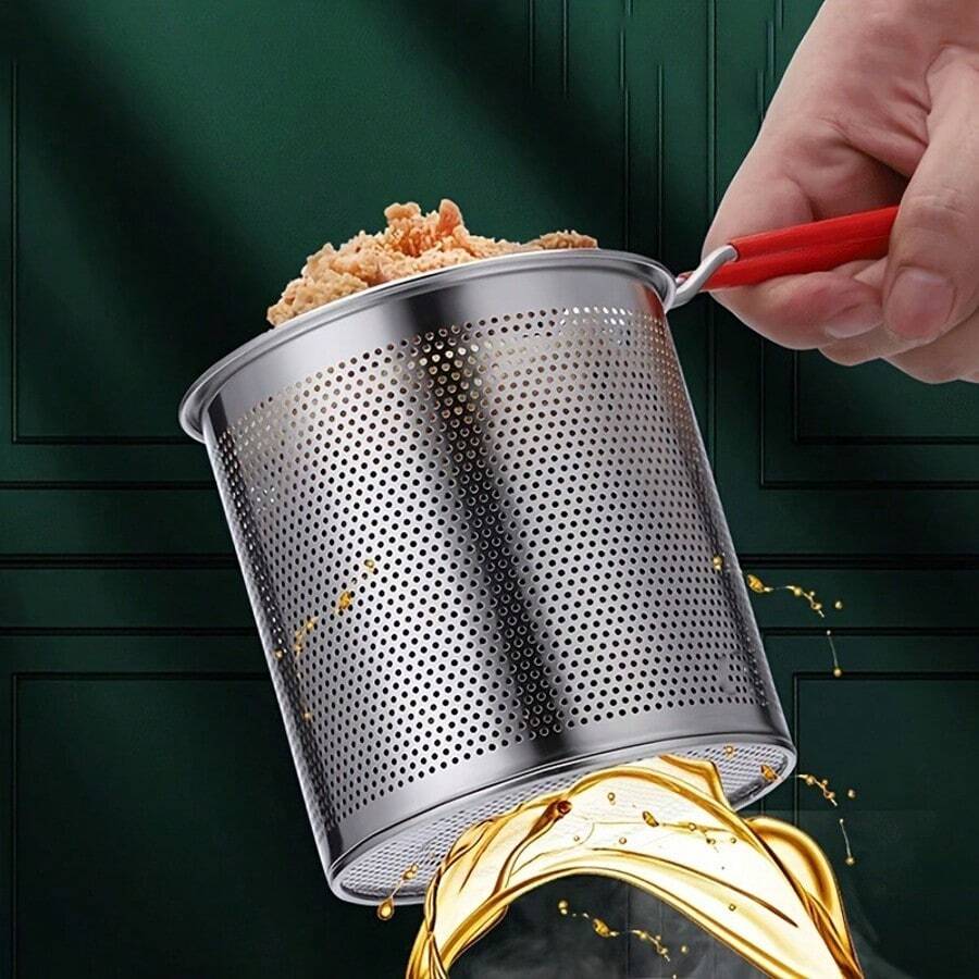 Nồi chiên ngập dầu bằng thép không gỉ kèm giá lọc - Nhỏ gọn và dễ sử dụng - Hoàn hảo để chiên khoai tây chiên giòn, khoai tây rán, cá và gà - Thiết bị nhà bếp thiết yếu cho việc nấu ăn tại nhà. - Bạc - Xem 1