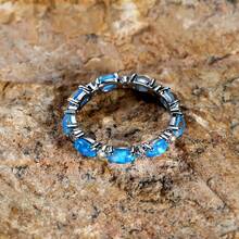 Anillo con incrustación de ópalo en forma de círculo elíptico, elegante e intelectual anillo de mujer de alta calidad, idea de regalo de moda y exquisita