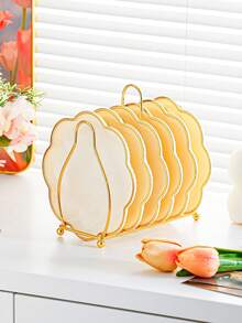 6pcs Plastic Gold-Rimmed Plate Stands, Dessert Plate, Fruit Plate, Bone Plate, Barbecue Plate And Seasoning Plate, Dish Set, Suitable For Holidays, Christmas, Halloween, Ramadan - Multicolor - View 12