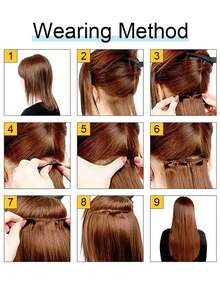 Tóc nối thẳng dạng kẹp, dài 18-32 inch, bộ 7 món, 16 kẹp, màu ombre, sợi chịu nhiệt, dành cho phụ nữ và bé gái, tóc nối dài thẳng màu ombre đen, sợi chịu nhiệt, kiểu tóc nữ. - Màu nâu tối - Xem 6