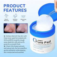 KOEC 70pcs Zero Pore Cotton Pads, Dual-Texture Facial Cleansing Pads Infused With AHA Lactic Acid And BHA Salicylic Acid, Effectively Removes Dead Skin Cells And Refines Pores, Suitable For All Skin Types - Blue - View 3