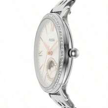 Fossil Reloj de mujer Fossil Jacqueline de cuarzo multifunción con esfera blanca y correa de acero inoxidable, elegante y de moda, adecuado para uso diario ES5164