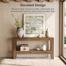LITTLE TREE 63-Inch Narrow Long Black Console Table For Entryway, Wooden Entry Table For Living Room, Hallway, Sofa, Entrance, Foyer, Behind Couch With 2-Tier Storage Shelves - 棕色 - 查看 3