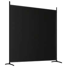 2 Panel Room Divider Black 348x180cm, Fabric Folding Privacy Screen, Freestanding Partition For Bedroom & Office Decor, Polyester & Iron - 黑色 - 查看 3