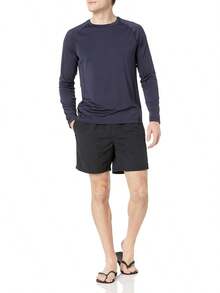 Essentials - Camiseta de natación de manga larga y secado rápido UPF 50 para hombre - flor de hibisco de oliva - Ver 3