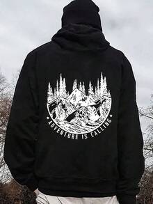Nuevo Sudadera con Capucha Estampada para Primavera y Otoño - Negro - Ver 1