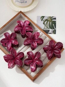 6件套大号简约亚克力花朵发爪，优雅仿珍珠白发夹，适合度假风发型，可作发夹、发卡、发饰、抓发夹、发卡、发饰夹，也适合学生、大学生佩戴，珍珠发饰，秋冬夏季皆宜。 - 彩色 - 查看 11