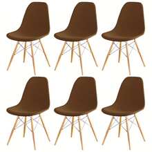 1/4/6pcs Solid Color Elastic Milk Silk Eames Chair Cover, Home Bedroom Living Room Dining Chair Slipcover, Dust & Dirt Proof - Brown - View 7