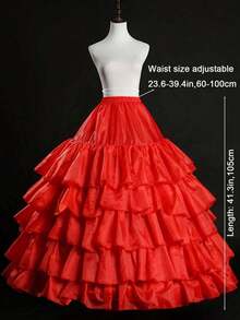 1pc Women's 4-Hoop 5 Ruffle Layers Petticoat | Hoop Skirt Crinoline Slip Underskirt | Suitable For Party & Wedding