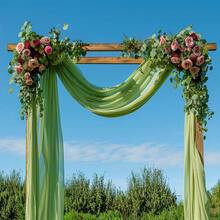 1pc Pink Sheer Backdrop 27*236 Inches, Wedding Arch Decor, Suitable For Engagement, Ceremony, Birthday Party, Bridal Shower, Outdoor Background, Party Decoration - Multicolor - View 13