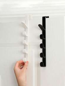 Vertical Multi-Functional Hook At The Back Of The Door, Non Perforated Storage Rack At The Back Of The Door, Bag Hook, Dormitory Wardrobe Bedside Hanging Clothes Hook, Hanging Clothes Hanger, Plastic Hook, Suitable For Bedrooms, Living Rooms, Dormitories, Bathroom Doors, Very Useful Household Items (White And Black)