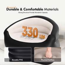 Inflatable Sofa, Air Flocking Couch Loveseat For Outdoor Camping, Black&Beige(No Pump Included) - Màu be - Xem 6