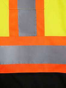 5PCS Men's High-Visibility Safety Short Sleeve Work Shirt With Reflective Stripes - Yellow - View 7