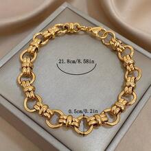 316 Stainless Steel Golden Knot Chain Bracelet, Luxury Retro Textured Bangle - 金的 - 查看 2