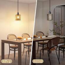 Lámpara de araña retro, 1 lámpara, potencia máxima de 40W, vidrio vintage, metal, negro y dorado, estilo industrial. Lámpara de araña, lámpara colgante, lámpara colgante para mesa de comedor, lámpara de mesa de comedor, E14, adecuada para salas de estar, comedores, cocinas y dormitorios.