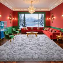 Large Shaggy Area Rug For Living Room & Bedroom – Stain-Resistant Fluffy Carpet With 1.4 In High Pile, Plush Aesthetic Throw Rug, Non-SIip Rubber Backing With 4 Anti-SIip Pads, Durable Edge Stitching – Cozy Minimalist Decor – Great Gift For New Year ! - Xám - Xem 4