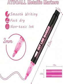 Marcadores metálicos com glitter brilhante, 8/12 cores, canetas para rabiscos e contornos - Presentes para crianças, adolescentes, pré-adolescentes e meninas de 4 a 12 anos, materiais para desenho artístico e artesanal, cores aleatórias - Multicolorido - Ver 9