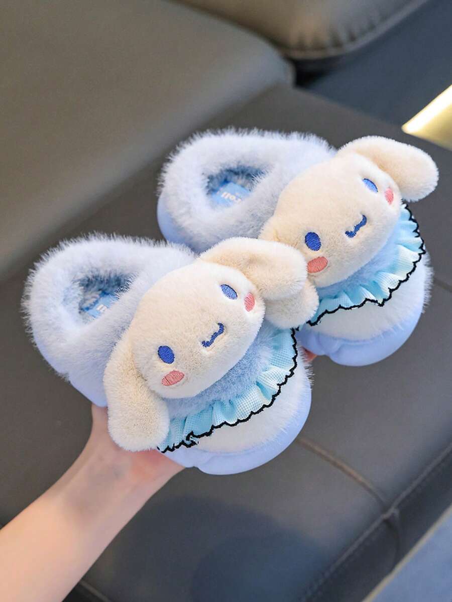 1雙 Sanrio 兒童毛絨拖鞋，卡通可愛防滑室內毛絨拖鞋，適用男孩女孩，冬季