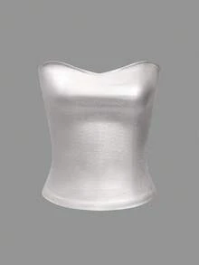 Camiseta feminina de verão, elástica e justa, revestida em PU dourado, com toque metálico moderno, adequada para boates, festas, festivais de música e uso diário