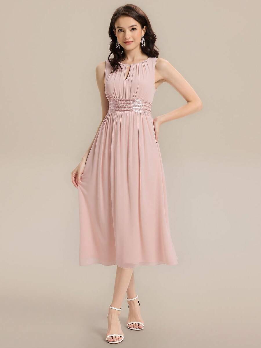 Vestidos de dama de honor de chiffon con mangas cap de encaje Lavanda Tallas Grandes