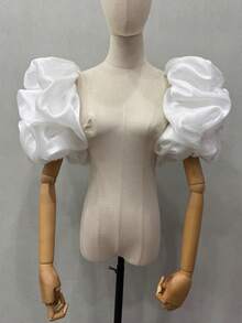 One Piece Black Organza Puff Sleeves 2 Elasticated Bridal Sleeves Autumn Accessories