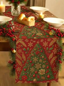 1 pièce Chemin de table sapin de Noël, Chemin de table décoratif de Noël, Chemin de table aspect lin de Noël, Chemin de table, Chemin de table, 1 pièce Chemin de table, 4 pièces Sets de table, 1 pièce Housse de coussin, 3 produits disponibles, Décoration saisonnière d'intérieur/extérieur pour fête d'hiver, Décoration de Noël pour la maison, Décoration de chambre de Noël, Fournitures de fête de Noël - Multicolore - Voir 2