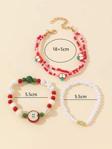 Three Pieces Cute And Sweet Red Apple Bracelet, Beaded And Pearl Combination Style, High-End Bracelet, Fashion Jewelry