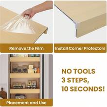 GCCSJ Faux Wood Shelf Cover,Shelf Covers For Wire Shelving,5-Piece Foam PVC Shelf Cover Set - 22" X 12" X 3" Faux Wood Grain Waterproof Padding With Corner Guards | Removable And Easy To Clean For Metal Shelves, Closet Organizers, Laundry Rooms, Oak/Walnut - 核桃 - 查看 9