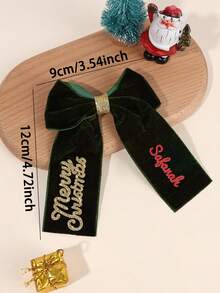 1pc Merry Christmas Custom Name Hair Bow For Girls Plain Velvet Personalized Bow Alligator Clip Glitter Letter Hair Clip Fashion Customized Barrettes Elegant Christmas Party Hairpin Kids Hair Accessory