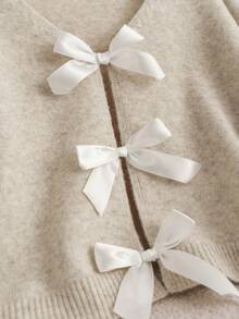 Suéter de mujer con lazo en la espalda, versátil y cómodo jersey de punto de moda para otoño/invierno