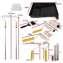 Set Paint Rollers Extension Pole Tray Brush Roller Sleeves Painting Wall Ceiling - Default - View 2