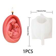 1 pieza Molde de silicona de la Sagrada Familia católica con la estatua de Jesús y la Virgen María, molde 3D hecho a mano para regalo, decoración del hogar DIY para velas, yeso, agua, nailon, velas navideñas, decoración religiosa, molde reutilizable, artesanía detallada, suministros para manualidades, decoración festiva, decoración católica, para aficionados a las manualidades