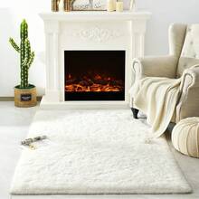eluckya Plush And Thick Long-Pile Carpet, Super Soft And Comfortable Rug, Non-Slip Thick Pile Carpet, Suitable For Bedrooms, Living Rooms, Bathrooms, Dorm Rooms, Room Decor, Kitchen Essentials, Family Gatherings, Valentine's Day, Birthday Parties, Home Decor, Bedroom Decor. - 白色 - 查看 4