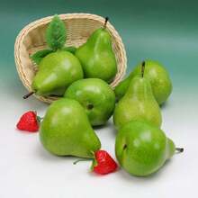 MX  6pcs HighGrade Artificial Green Pear Decoration Fake Fruit Adornment Food Toy Home Party Holiday Decoration - màu xanh lá - Xem 5