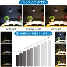 3-Mode Adjustable Brightness LED Clamp Desk Lamp, USB Powered Eye-Care Reading Light For Dorm, Bedroom, Office, Flexible Neck 360° Adjustable For Study, Work, Reading, Drawing - Clip-on Speaker Desk Lamp - View 7
