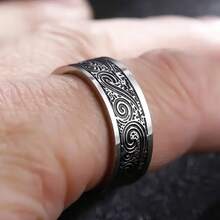 Men's Gothic Rock Punk 8mm Black Retro Stainless Steel Ring 8mm Wide Design Enhances Cool Aura Black Retro Tone Highlights Dark Style Stainless Steel Material Is Wear-Resistant & Easy To Maintain Suitable For Band Performances/Music Festivals/Punk Street Wear Easily Adds Personalized Rock Highlights To Hands - 12 - 查看 9