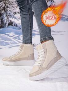 Women's High-Top Lace-Up Casual Sports Shoes - Thermal Lined - Warm & Comfortable - Suitable For Winter Wear