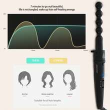HONGYUPRO 5-In-1 Curling Iron Set, Includes 32mm, 32mm Brush Head, 25mm Ball, 18-25mm, 9-18mm Interchangeable Barrels, Easy To Operate, With LED Light And 2 Temperature Settings, Includes 1 Protective Glove, 2 Hair Clips - Black - View 4