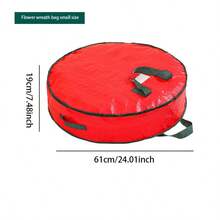 1pc Christmas Tree Storage Bag, Red Transparent Bag, Flower Wreath Circular Gift Storage Bag, Zipper Hand-Held Christmas Gift Dustproof Storage, Transparent Christmas Flower Wreath Storage Bag, Storage Hanging Bag Storage Bag, Multifunctional Miscellaneous Circular Storage Bag, Large Capacity Zipper Dustproof Christmas Gift Sorting Bag - Multicolor - View 9