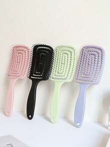 2pcs/1pc Curly Hair Savior Detangling Brush, Women Long Hair Massage Comb, Hollow Design, Home Use, Hair Brush, Hairdressing Tool, Salon & Barbershop Essential