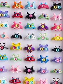 10/20/30 szt. Pierścień z kreskówkowym potworem dla dziewczynki, chłopca, słodkie kolorowe Y2k, słodka, fajna biżuteria, prezenty urodzinowe dla przyjaciół, codzienne akcesoria na imprezę