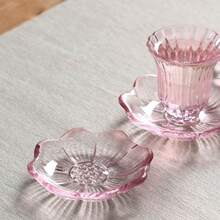 1 套优雅莲花茶杯和茶碟，精致高端茶艺莲花玻璃茶杯和茶碟，时尚茶具带杯垫，适合茶会、家庭使用 - 彩色 - 查看 8