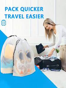 带绳鞋子收纳袋透明鞋袋旅行便携防水鞋子包装袋多功能收纳袋鞋子收纳袋男女旅行用品、家居收纳整理用品 - 白色 - 查看 6
