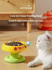 1pc Pet Stainless Steel Non-Slip Raised Food Bowl, Spill-Proof Dog/Cat Feeding Dish With Neck Protection