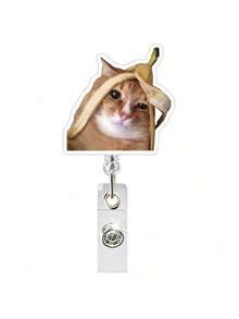 1pc Acrylic Cat Retractable Rotating Badge Reel, Nurse/Doctor ID Card Holder Keychain - Multicolor - View 13