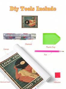 | 5D DIY Diamond Painting | Vintage Vinyl Record Rhinestones Full Mosaic Crafts Kit. "Lose Your Mind, Find Your Soul" HD Wall Art Diamond. Gift Diamond Painting, Concentrate And Calm Your Mood Through DIY. - Multicolor - View 3