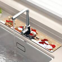 1 pièce, Joyeux Noël, Tampon absorbant en boue de diatomées pour robinet, Tampon anti-éclaboussures pour robinet de salle de bain, Tampon de robinet imperméable et antidérapant, Accessoires pour plan de travail de cuisine, Les meilleurs articles décoratifs pour Noël à la maison !