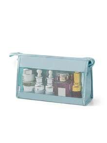 Cosmetic Bag Travel Organizer Portable Toiletry Bag Storage Women Mesh Handbag Large Capacity Premium Triangle Bag - Multicolor - View 13