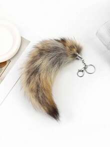 美国大狐狸尾巴吊坠饰品汽车包挂件钥匙扣汽车挂件书包挂件返校季礼物钥匙扣挂件尾巴钥匙扣女士礼物浣熊尾巴钥匙扣汽车配饰 - 彩色 - 查看 3