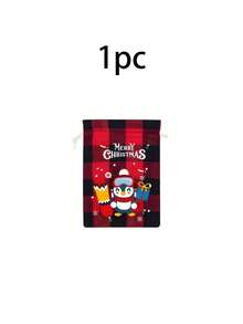 6pcs Christmas Drawstring Bags,Xmas Buffalo Plaid Burlap Candy Bags Linen Treat Bags Christmas Jute Burlap Treat Candy Goodies Drawstring Bags With Tags For Xmas Favors Supplies